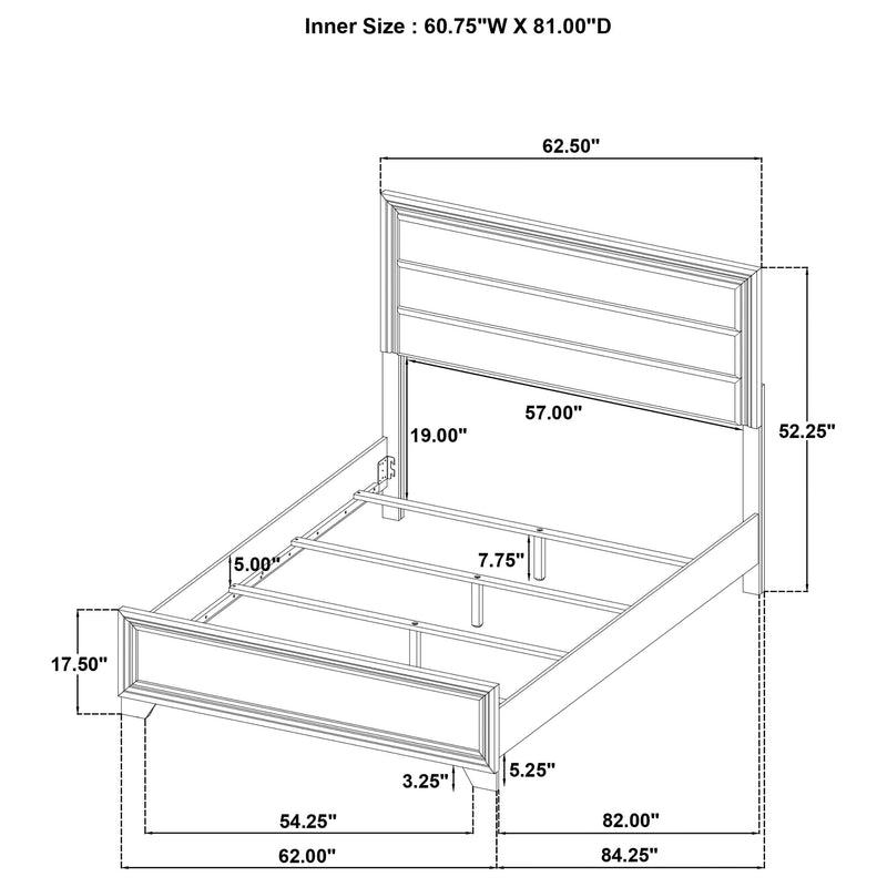 Wright 52-inch Upholstered Queen Bed Brown Oak - 223341Q