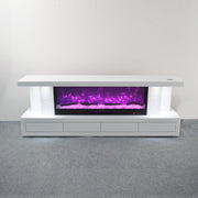 WTVS101 71X16X26 INCHES WHITE TV STAND FIREPLACE WITH BLUETOOTH SPEAKERS - 210000007812