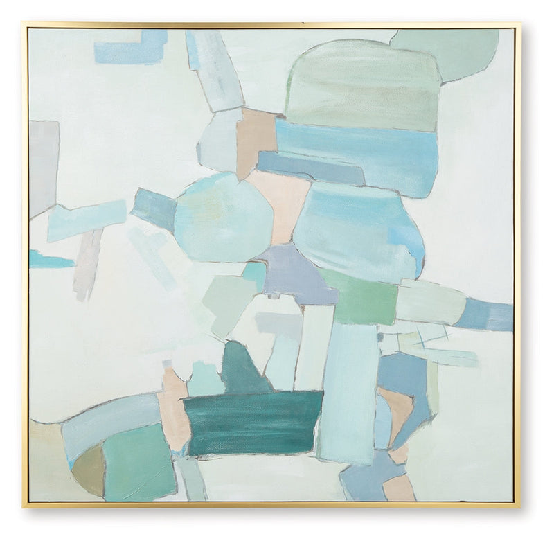 Wynburn White/Blue/Green Wall Art - A8000442