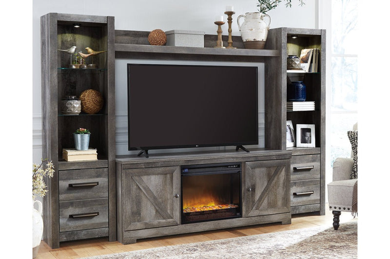Wynnlow Gray 4 - Piece Entertainment Center with Electric Fireplace - DMV FurnitureEntertainment Center