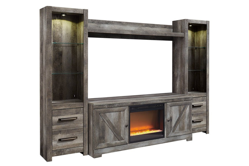 Wynnlow Gray 4 - Piece Entertainment Center with Electric Fireplace - DMV FurnitureEntertainment Center