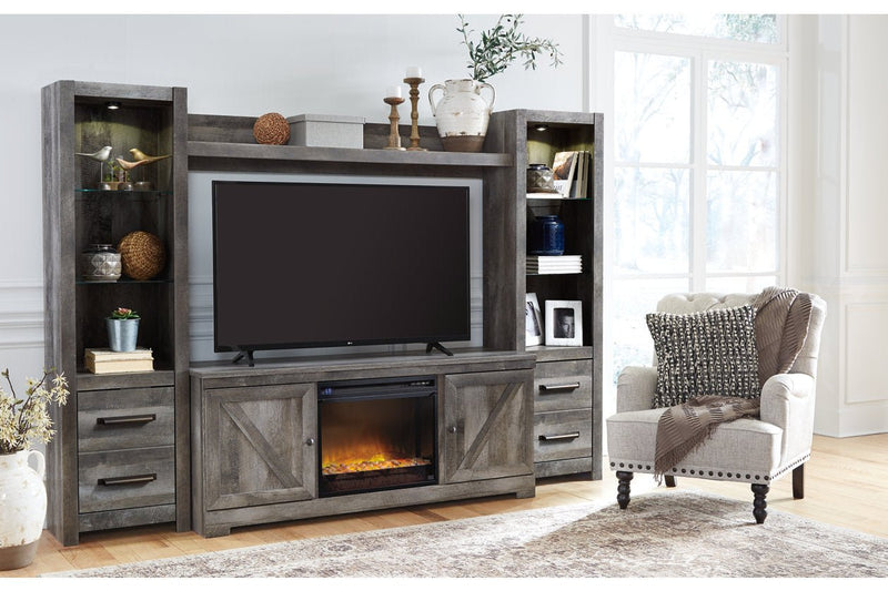 Wynnlow Gray 4 - Piece Entertainment Center with Electric Fireplace - DMV FurnitureEntertainment Center