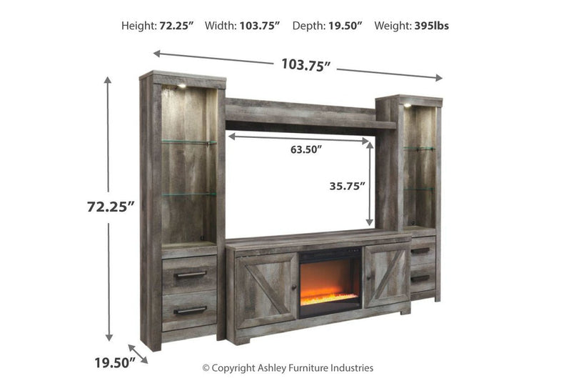 Wynnlow Gray 4 - Piece Entertainment Center with Electric Fireplace - DMV FurnitureEntertainment Center