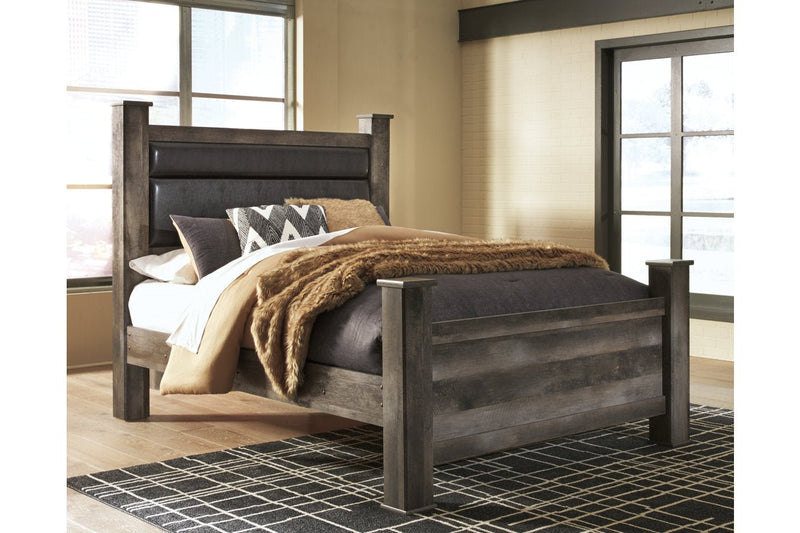 Wynnlow Gray Queen Upholstered Poster Bed - DMV FurnitureQueen Bed