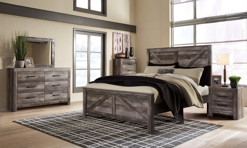Wynnlow King Crossbuck Panel Bed with Dresser in Gray - PKG000722