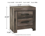 Wynnlow King Crossbuck Panel Bed with Mirrored Dresser, Chest and Nightstand in Gray - PKG005695