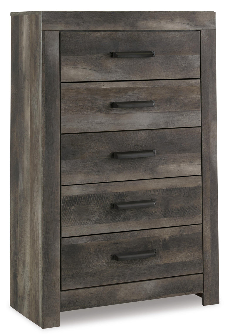 Wynnlow King Panel Bed with Mirrored Dresser and Chest in Gray - PKG005691