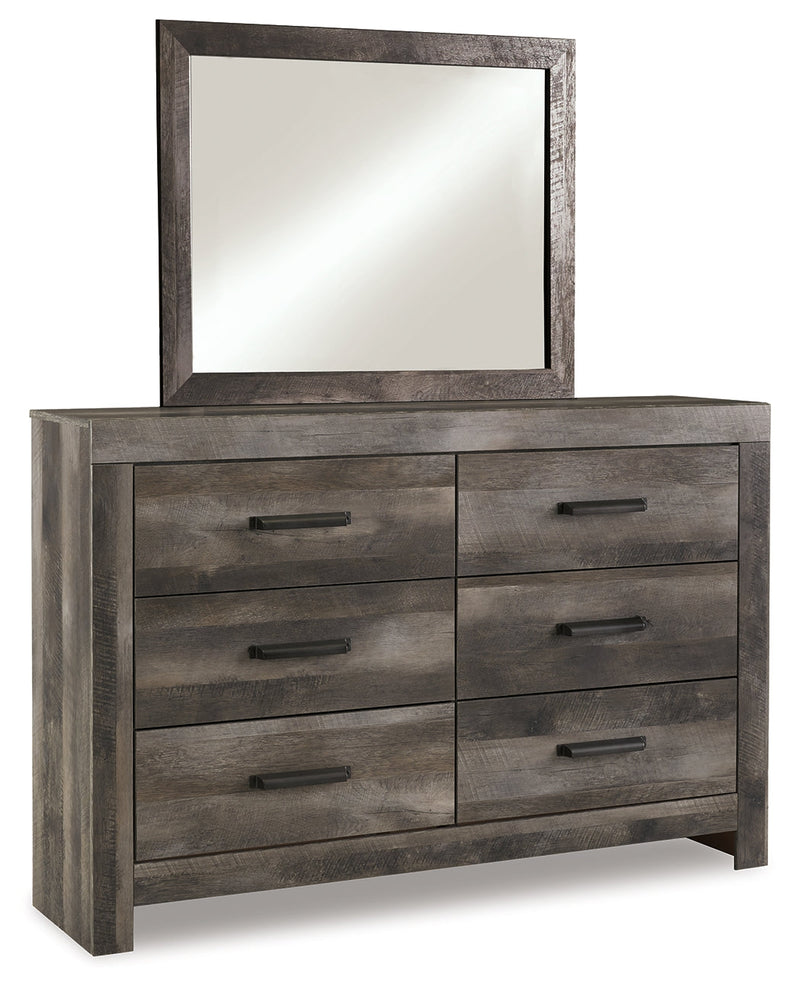 Wynnlow King Panel Bed with Mirrored Dresser, Chest and 2 Nightstands in Gray - PKG006365
