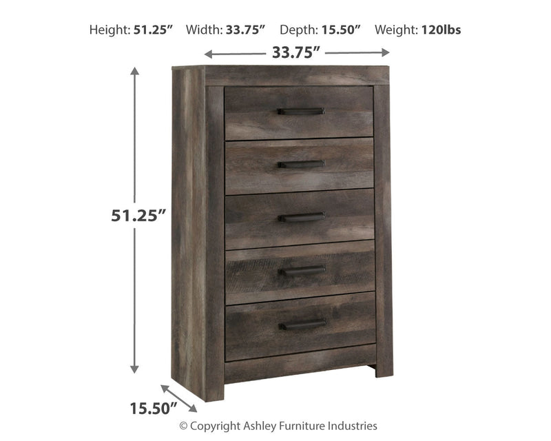 Wynnlow King Panel Bed with Mirrored Dresser, Chest and 2 Nightstands in Gray - PKG006365