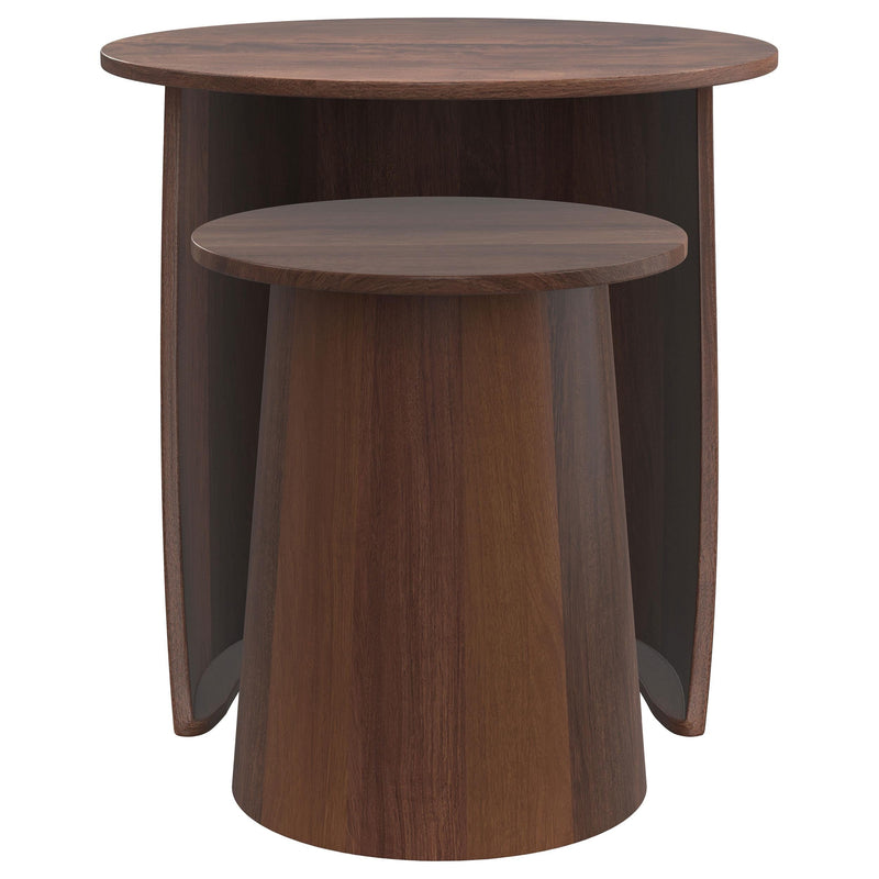 Yency 2-piece Round Mango Wood Nesting Table Set Dark Brown Mango - 930330