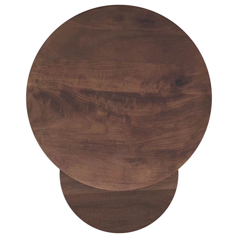 Yency 2-piece Round Mango Wood Nesting Table Set Dark Brown Mango - 930330
