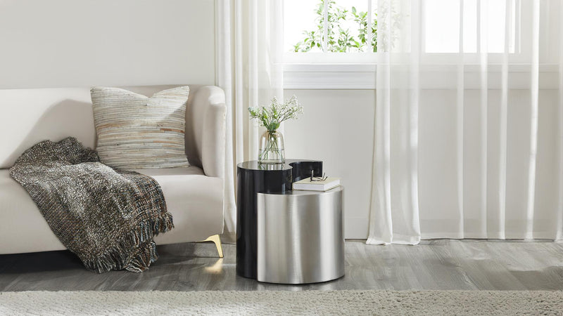 Ying Yang End Table Black & Silver - Ying Yang End Table Black & Silver