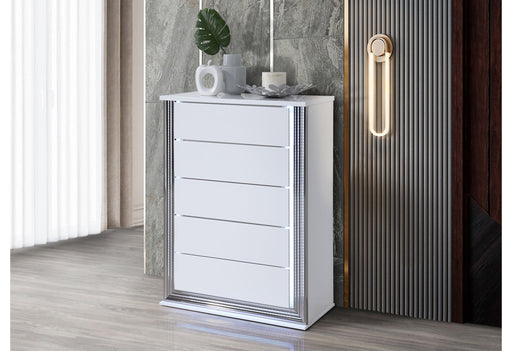 Ylime Smooth White Chest With Led - DMV FurnitureChest