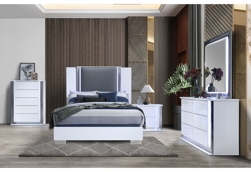Ylime Smooth White Dresser With Led - DMV FurnitureDresser