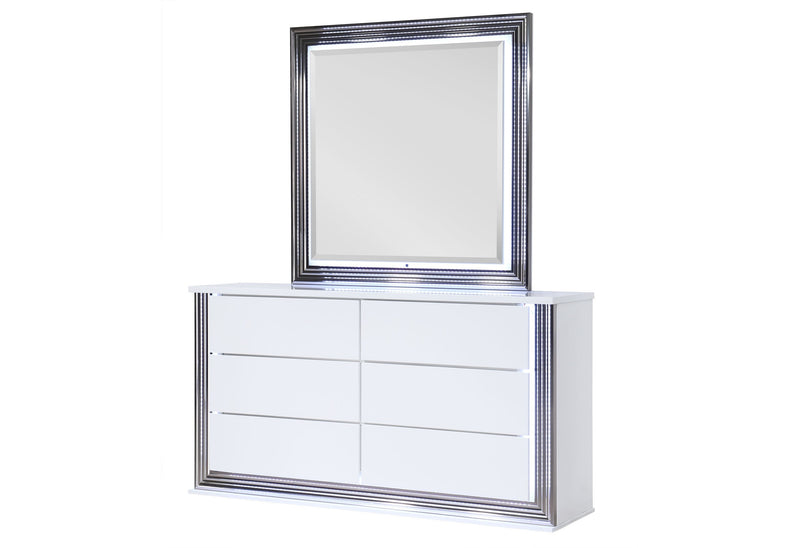 Ylime Smooth White Dresser With Led - DMV FurnitureDresser