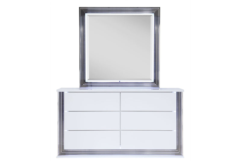 Ylime Smooth White Dresser With Led - DMV FurnitureDresser