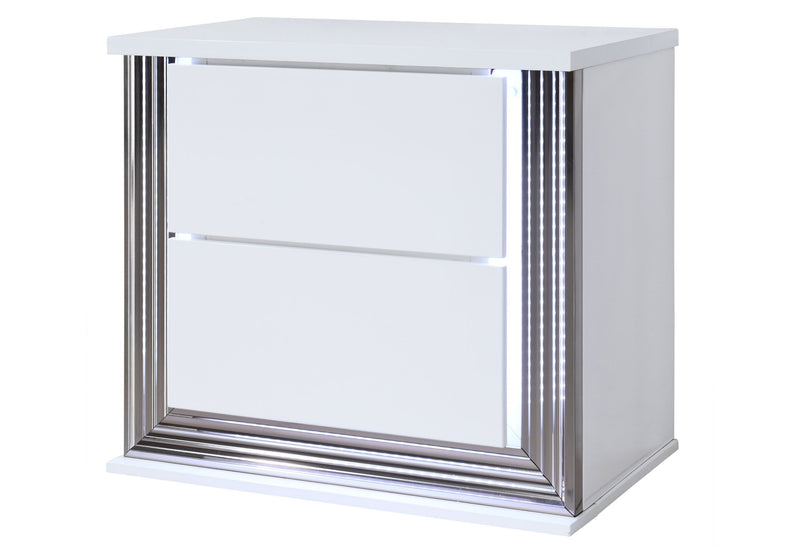 Ylime Smooth White Nightstand With Led - DMV FurnitureNightstand