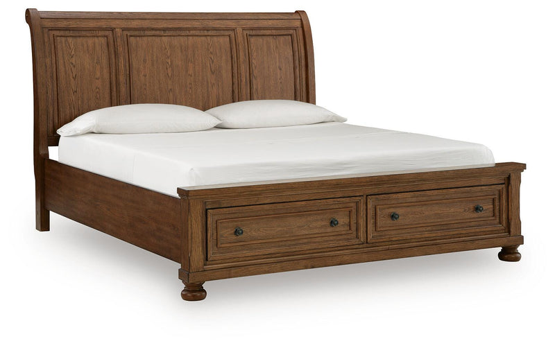 Zackaryn Warm Brown California King Sleigh Storage Bed - PCB807B9