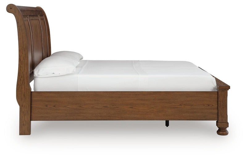 Zackaryn Warm Brown California King Sleigh Storage Bed - PCB807B9
