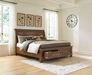 Zackaryn Warm Brown California King Sleigh Storage Bed - PCB807B9