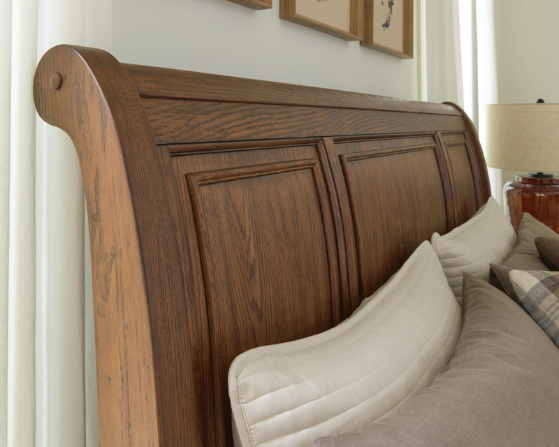 Zackaryn Warm Brown Queen Sleigh Storage Bed - PCB807B4