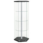 Zahavah 4-shelf Hexagonal Clear Glass Curio Cabinet Black - 950276