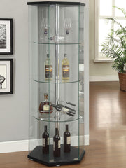 Zahavah 4-shelf Hexagonal Clear Glass Curio Cabinet Black - 950276