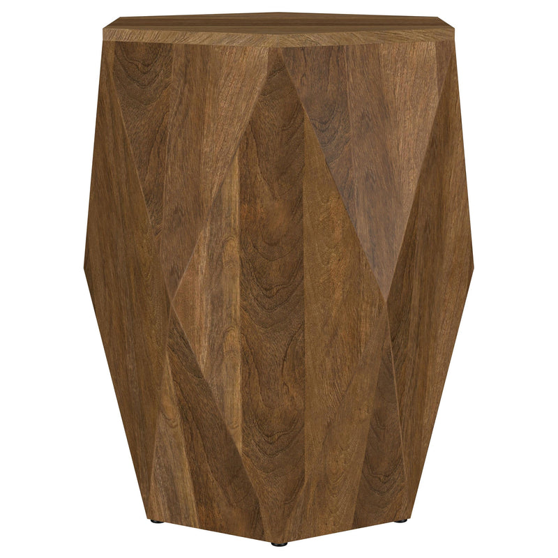 Zalika Hexagonal Solid Mango Wood End Table Natural - 724187