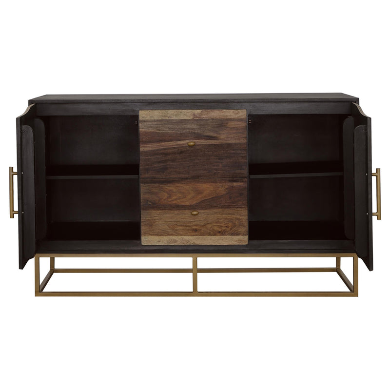 Zara 2-door 57-inch Wood Accent Storage Cabinet Black Walnut - 953466