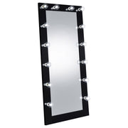 Zayan 32 x 71 Inch Floor Mirror LED Lighting Black Gloss - 969557