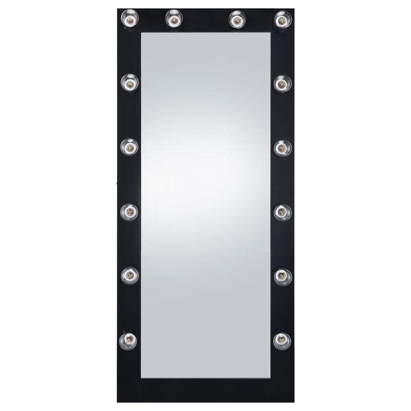 Zayan 32 x 71 Inch Floor Mirror LED Lighting Black Gloss - 969557