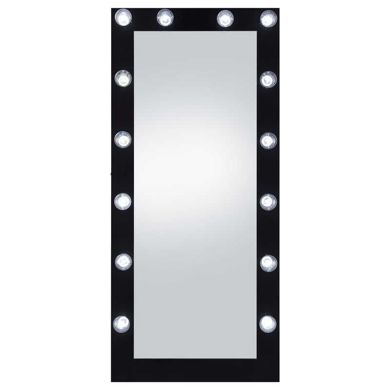 Zayan 32 x 71 Inch Floor Mirror LED Lighting Black Gloss - 969557
