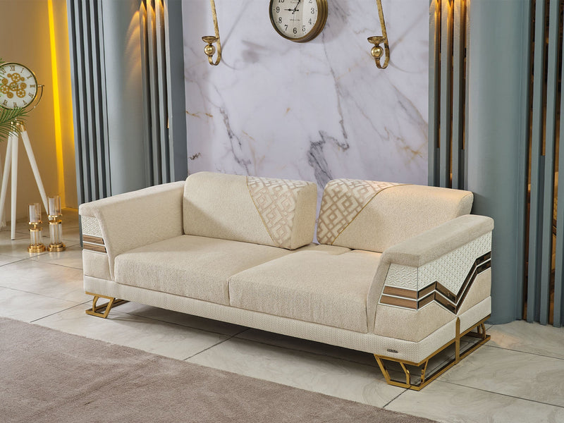 Zen Convertible Loveseat Cream in Cream - 101-ZEN-ZEN01-2
