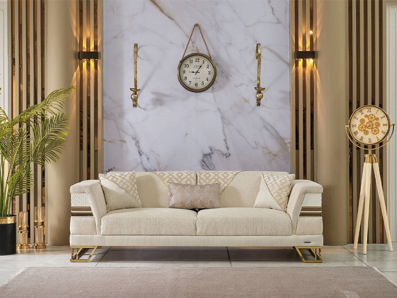 Zen Convertible Loveseat Cream in Cream - 101-ZEN-ZEN01-2