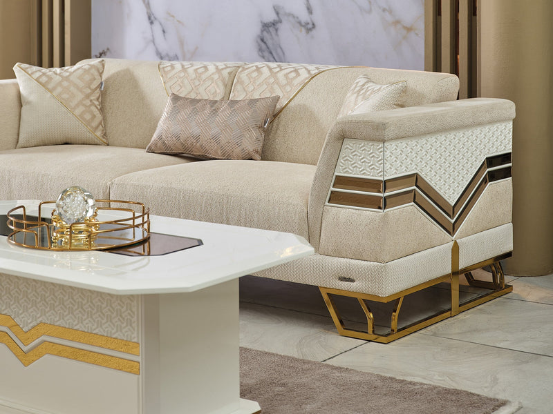 Zen Convertible Loveseat Cream in Cream - 101-ZEN-ZEN01-2
