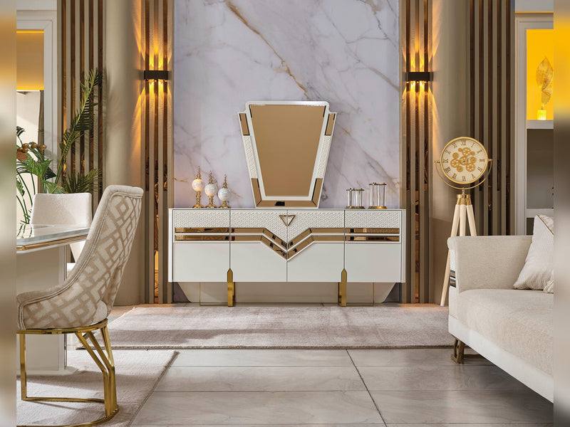 Zen Diningroom (Consol With Mirror & Dining Table & 6 Dining Chair) - 115-ZEN-DT-6-SET