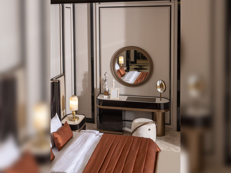 Zenith Bedroom (Queen Frame With Headboard & Dresser With Mirror & Ottoman & 2 Nightstand & Bench) - 200-GAB-ZEN-QBED-SET