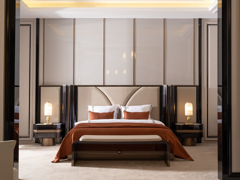 Zenith Bedroom (Queen Frame With Headboard & Dresser With Mirror & Ottoman & 2 Nightstand & Bench) - 200-GAB-ZEN-QBED-SET
