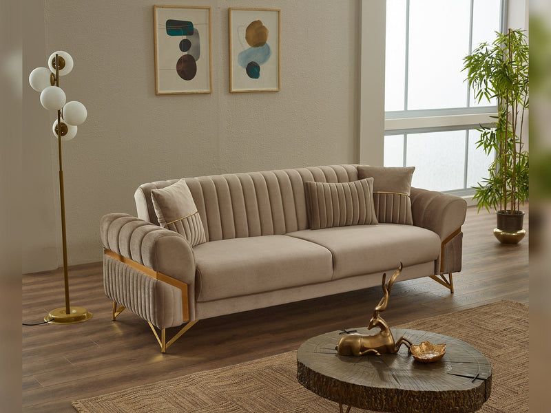 Zenora 3-pieces (Sofa & Loveseat & Chair) Livingroom in Beige - 200-SIM-ZEN-VELVET260-321