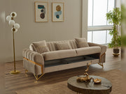 Zenora 3-pieces (Sofa & Loveseat & Chair) Livingroom in Beige - 200-SIM-ZEN-VELVET260-321