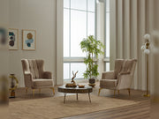 Zenora 3-pieces (Sofa & Loveseat & Chair) Livingroom in Beige - 200-SIM-ZEN-VELVET260-321