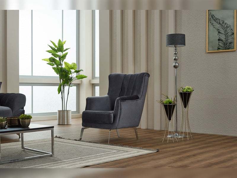 Zenora 3-pieces (Sofa & Loveseat & Chair) Livingroom in Grey - 200-SIM-ZEN-VELVET412-321