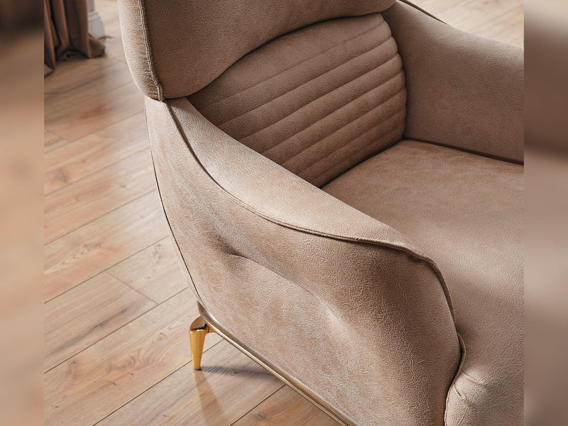 Zeta 3-pieces (Sofa & Loveseat & Chair) Livingroom in Beige - Brown - 200-ELIF-ZET-E150-321