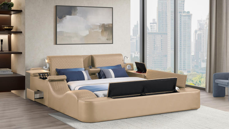 Zoya Queen Bed Caramel - Zoya Queen Bed Caramel