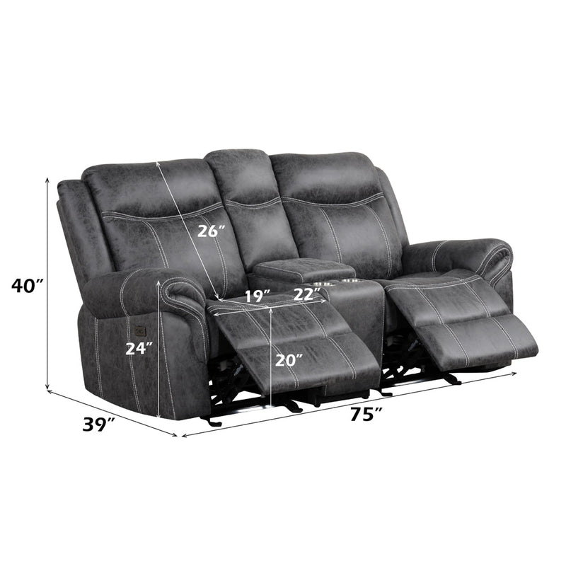 Zubaida Power Glider Motion Loveseat w/USB - LV04671