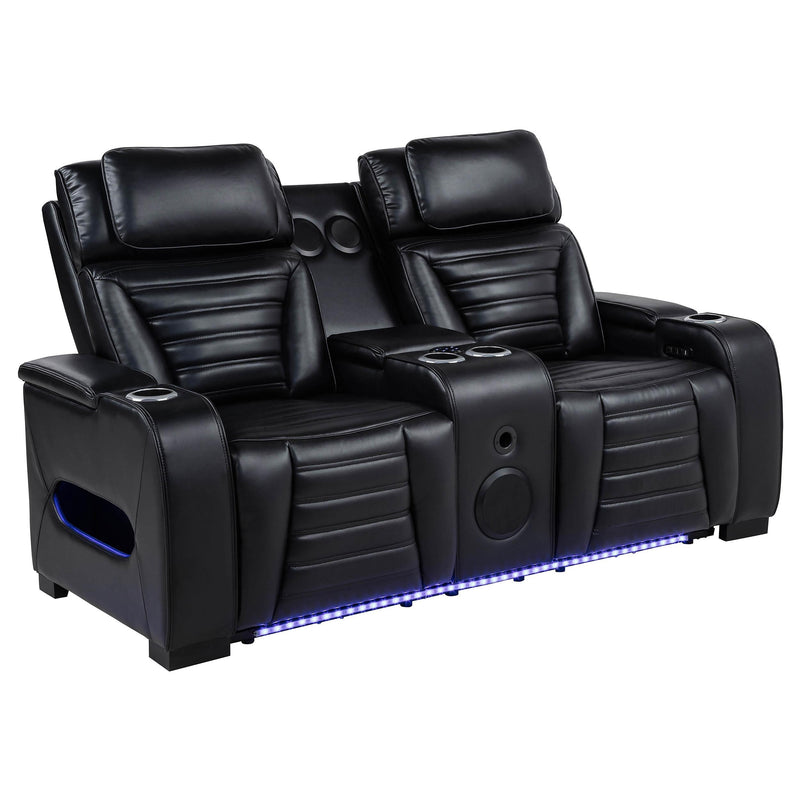 Zuma 2-piece Faux Leather Dual Power LED Sofa Set Black - 603251PP-S2