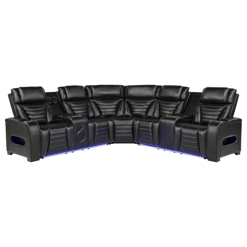 Zuma 3-Piece Dual Power Faux Leather Reclining Sectional Sofa Black - 600580PP