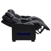 Zuma Faux Leather Dual Power Reclining LED Loveseat Black - 603252PP