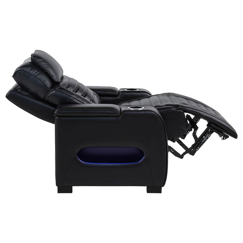 Zuma Faux Leather Upholstered Dual Power LED Recliner Black - 603253PP