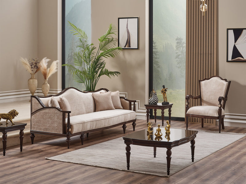 Zumrut Lux 3-pieces (Sofa & Loveseat & Chair) Livingroom Set Beige in Beige - 101-ZUM-AQUA3568-3L21